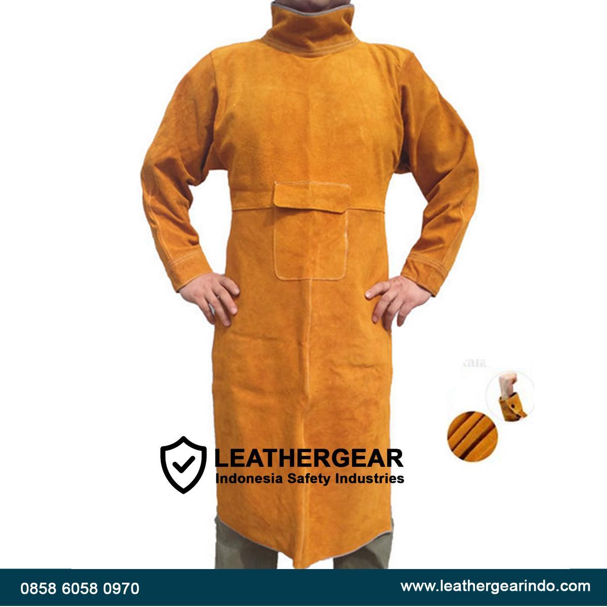 Apron Welding Kulit Celemek Full | Pelindung Las Full Body Tahan Panas - Leather Gear Indonesia