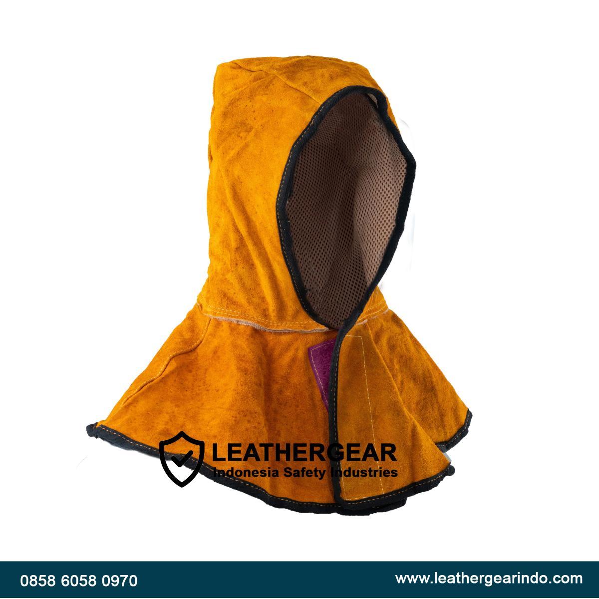 Hood Welding Kulit Tahan Panas | Pelindung Kepala Las Safety - Leather Gear Indonesia