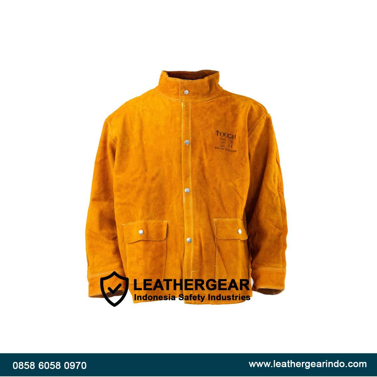 Jaket Las Kulit Tahan Panas | Welding Jacket Safety Premium - Leather Gear Indonesia
