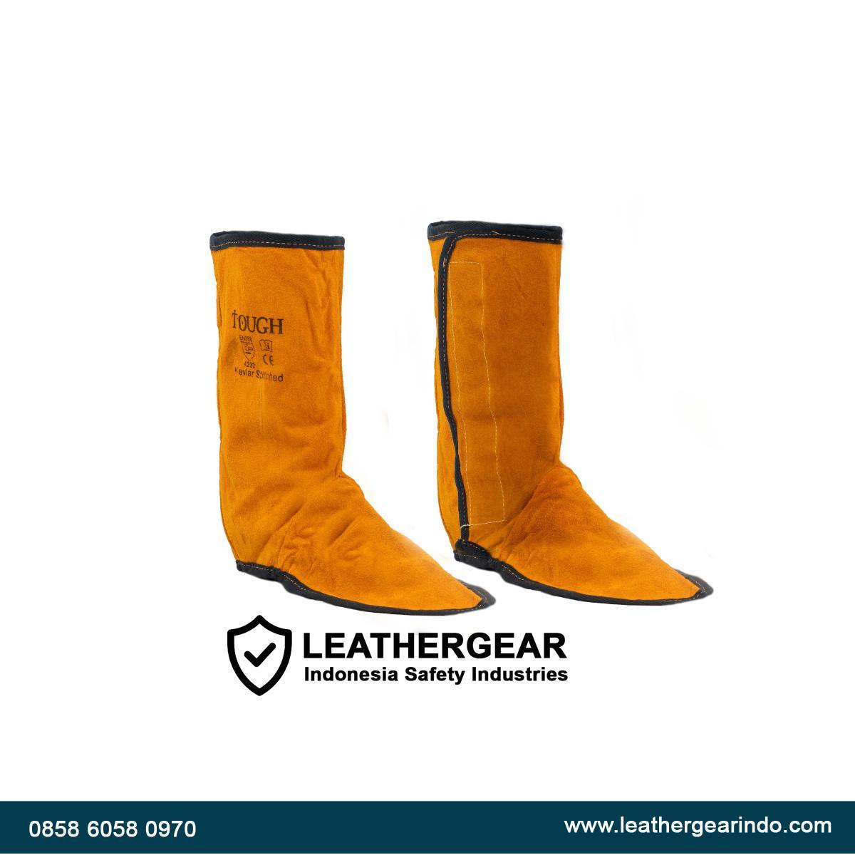 Pelindung Kaki Las Kulit (Welding Spats) Tahan Api & Panas - Leather Gear Indonesia