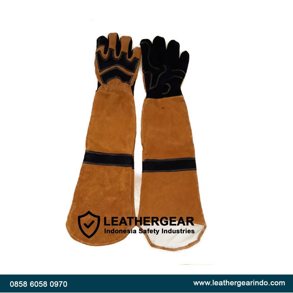 Sarung Tangan Las 28 Inch Sampai Bahu | Welding Gloves Full Arm Protection - Leather Gear Indonesia