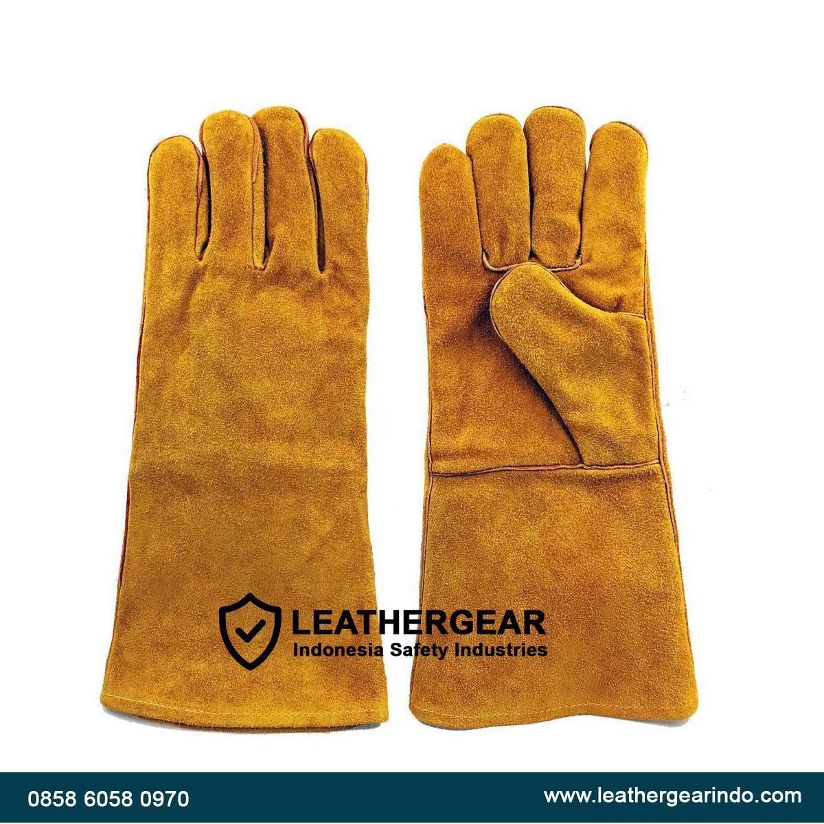 Sarung Tangan Las Kulit 14 Inch | Welding Gloves Tahan Panas - Leather Gear Indonesia