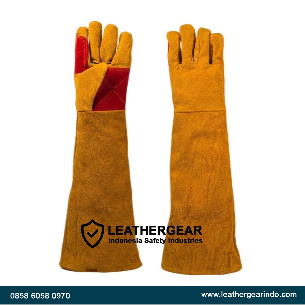 Sarung Tangan Las Kulit 23 Inch Tahan Panas Ekstra | Welding Gloves Panjang - Leather Gear Indonesia