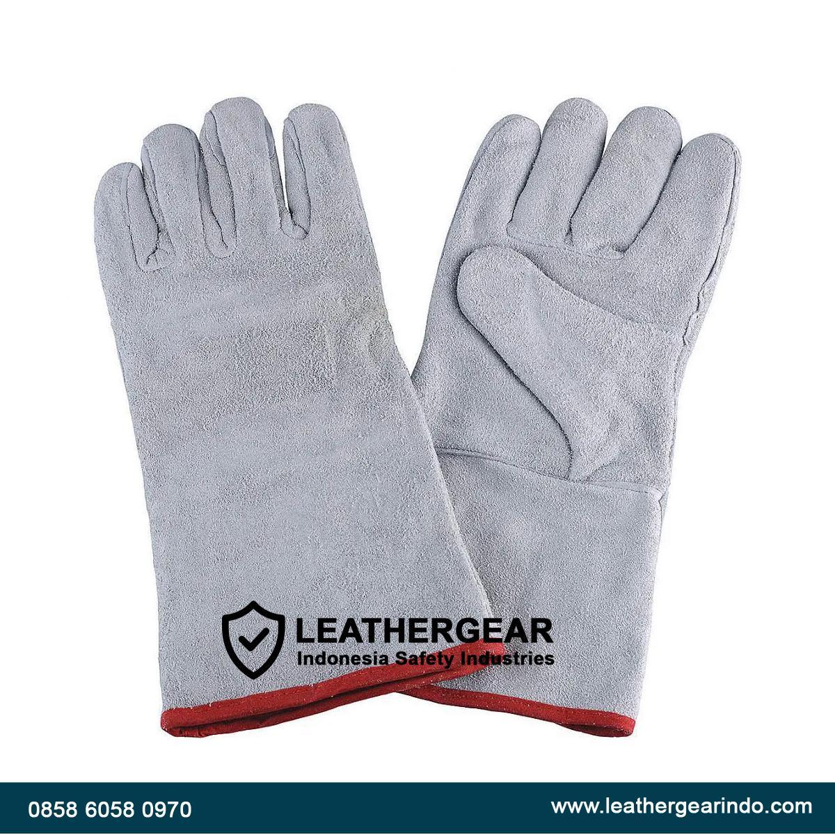 Sarung Tangan Las Kulit Gray | Welding Gloves Abu Tahan Panas - Leather Gear Indonesia