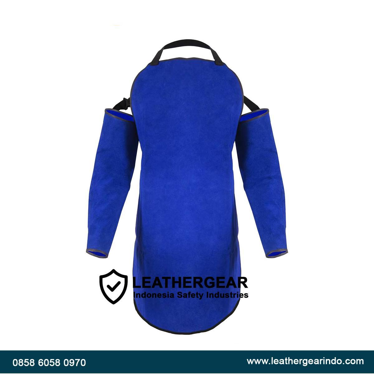 Weld Apron Blue Tahan Panas | Apron Las Biru Premium - Leather Gear Indonesia
